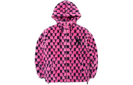 MLB Old Flower Velvet Jackets Unisex Barbie Pink