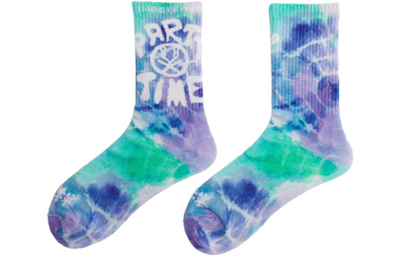 LI-NING Tie-Dye Antibacterial Casual High-Top Socks Unisex Blue Purple Full Print