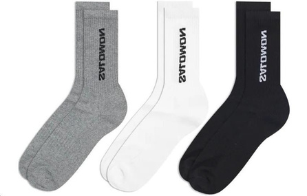 SALOMON Letter Print Design Mid-Calf Socks 3-Pack