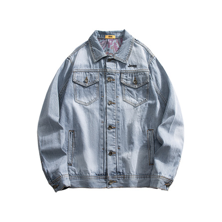 Jeep Solid Color Jacket Casual Versatile Minimalist Denim Jacket Men's