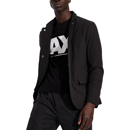 ARMANI EXCHANGE Solid Color Lapel Loose Long Sleeve Jacket Coat Men's Black