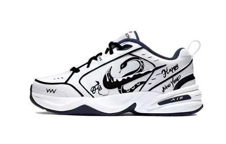 Custom Nike Air Monarch 4 'Year of the Snake' CNY Platform Low-Top Dad Shoes Unisex Black White