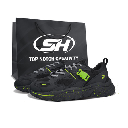 FILA Mars 2 Synthetic Leather & Mesh 'Mars Green Grass' Special Gift Bag Dad Shoes Men's Yellow Green Buckle