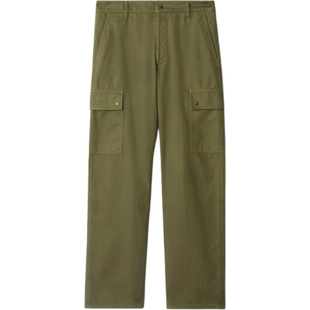 Burberry SS25 Cotton Twill Belt Loop Zippered Cargo Pants Men's Green