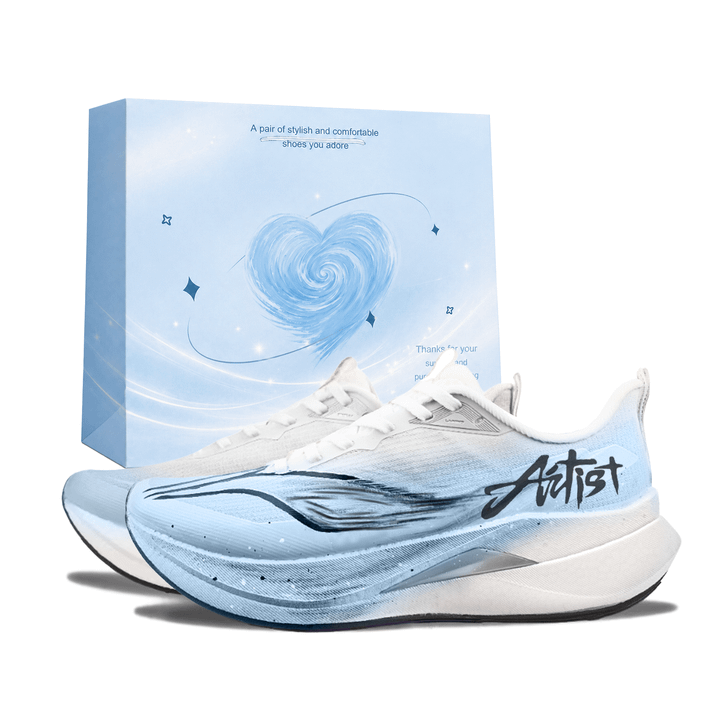 [Custom Shoes] LiNing Chitu 9 PRO Boom Technology Boom Silk Upper Ink Water Flow Gift Bag Exquisite Hand-Painted Versatile Cushioning Wear-Resistant Lightweight Low-Top Training Physical Test Running Shoes Unisex Blue