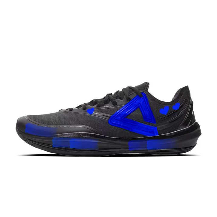 Custom SneakersPeak Light 3.0 Blue Heart Cool Comfortable Cushioning Wear-Resistant Low-Top Basketball Shoes Men's Black-Blue