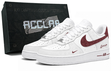 [Custom Shoes] Nike Air Force 1 'Zhu Hen Ying Xue' CNY Year of the Horse Series Understated Luxury Fashion Trendy Classic Versatile Couple Style Gift Box Wear-Resistant Height Boost Low-Top Skate Shoes Unisex White Red