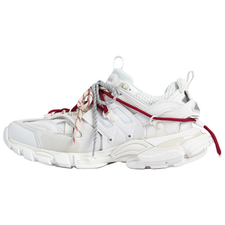 Balenciaga Track Trail PU Polyester Fabric Synthetic Leather Logo Platform Low-Top Dad Shoes Men's White