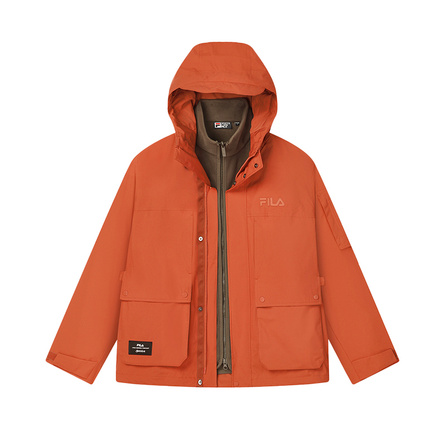 FILA HERITAGE Woven Set 2 Simple Solid Color Waterproof Windproof Warm Windbreaker Men's Light Rust Red