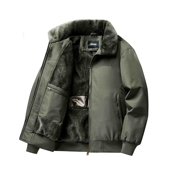 Jeep Casual Series American Retro Workwear Style Embroidered LOGO Fleece Lapel Jacket Fall Winter Windproof Warm Casual Versatile Jacket Unisex