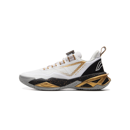 Li-Ning Kids Low-Top Basketball Shoes Children's White Black Gold