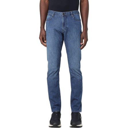 EMPORIO ARMANI Mid-Rise Washed Side Pocket Jeans Men's Blue