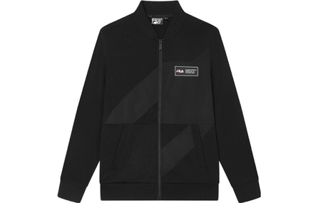 FILA Logo Patch Casual Knit Jacket Men's Black
