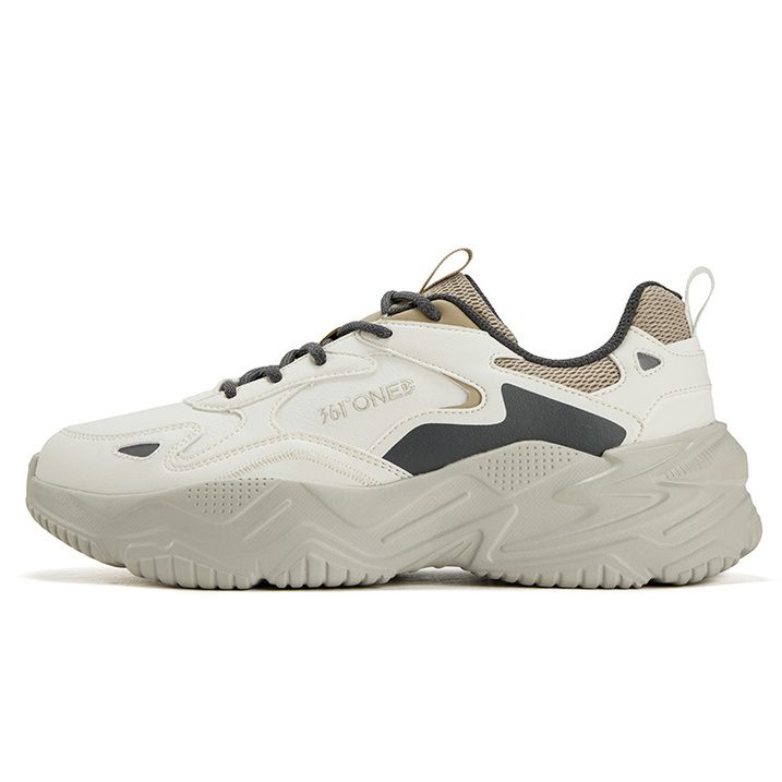 361° Croissant Full Leather Retro Casual Shoes Men's Beige