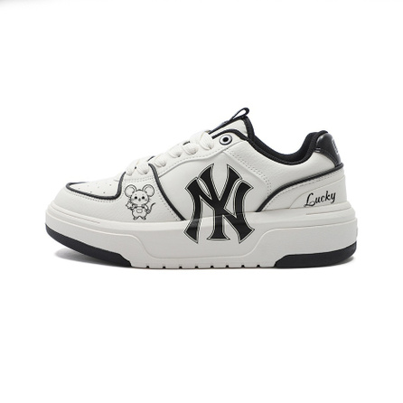 MLB Chunky Liner Zodiac Rat Cute Thick Sole Trendy Versatile High-End Niche Commute Casual Low-Top Skate Shoes Unisex White