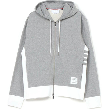 THOM BROWNE Color Block Zipper Long Sleeve Jacket Coat Men's Grey