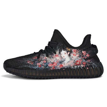 adidas Originals Yeezy Boost 350 V2 Fabric Dye Splatter Hand-Painted Cushioning Breathable Low-Top Lifestyle Sneakers Men's