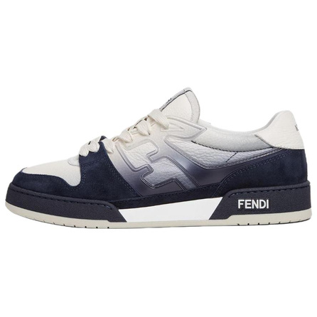 FENDI Match Calfskin Round-Toe Lace-Up Low-Top Skate Shoes Men's White