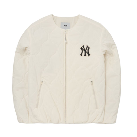 MLB Basic New York Yankees Brand Logo Casual Simple Versatile Bomber Jacket Unisex Cream