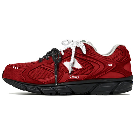 Custom Sneakers New Balance 408 Crimson Echo Miu Style Bow Outdoor High Street Y2K Trendy Fresh Niche Versatile Anti-Slip Wear-Resistant Low-Top Casual Shoes Unisex Red