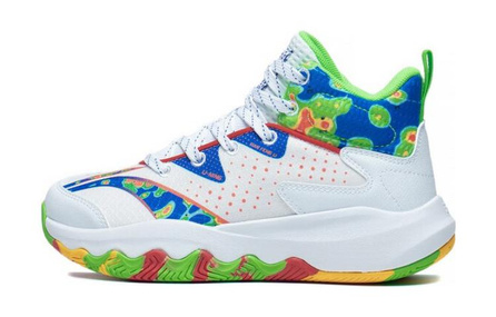LINING YOUNG Pioneer Force PRIMARY 3.0 Durable Breathable Mid-Top Children's Basketball Shoes White Blue Red Teenagers