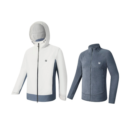 FILA Fitness Breathable Shell 3-in-1 Detachable Outdoor Sport Fitness Waterproof Windproof Breathable Wear-Resistant Warm Jacket Unisex