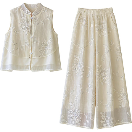 Disney Kids Casual Sportswear Set, Summer New Chinese Style Sequin Embroidery Two-Piece Set Kids' Style