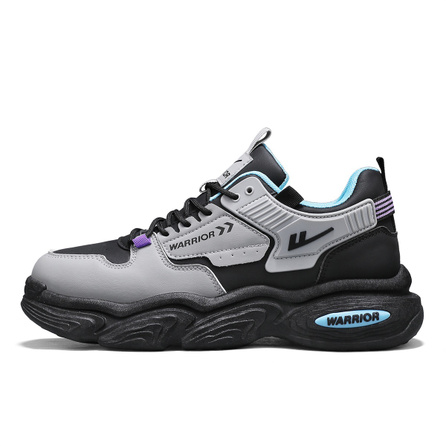 Warrior Puffer Shoes 'Black Warrior' Thick Sole Patchwork Commuter Versatile Comfortable Outdoor Wear-Resistant Lightweight Low-Top Dad Shoes Men's