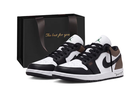 [Custom Sneakers] Jordan Air Jordan 1 Trendy Versatile Vibe Style Personalized Minimalist Gift Box Shock-Absorbing Anti-Slip Wear-Resistant Low-Top Retro Basketball Shoes Unisex White Black