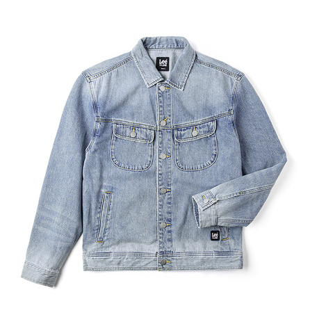 Lee Comfort Vintage Washed Collar Denim Jacket Men's Light Blue