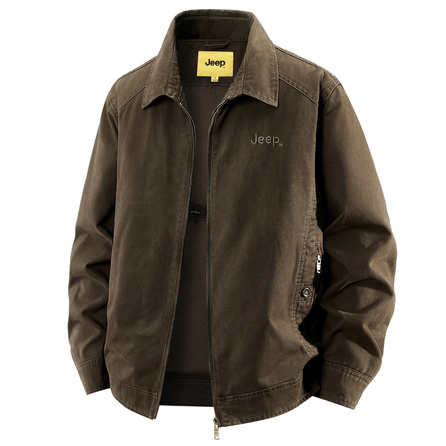 Jeep Ten-Thousand Needle Embroidery Brand Logo American Retro Fashion Lapel Collar Comfortable Casual Workwear Style Loose Cuff Side Pocket Design Spring Fall Long Sleeve Shirt Unisex
