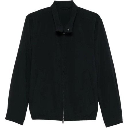 Emporio Armani SS25 Solid Color Zipper Lapel Pocket Long Sleeve Pilot Jacket Coat Men's Midnight Blue
