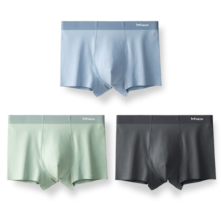 MIIOW Thin Cotton Boxer Briefs Antibacterial Refreshing Smooth Moisture-Wicking Breathable High-Fit Underwear Men's 3-Pack