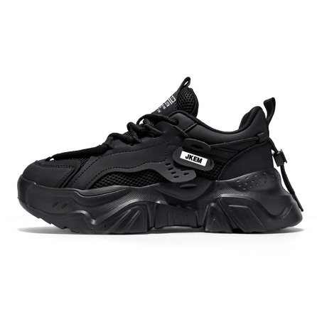 JKEM Black Warrior Cool High-Value Retro Comfortable Versatile Trendy Fashion Thick-Sole Height-Increasing Sporty Cushioning Wear-Resistant Lightweight Breathable Slip-Resistant Low-Top Dad Shoes Men's
