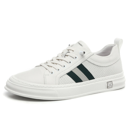 Devanro Genuine Leather White Sneakers Low-Top Casual Shoes Men's