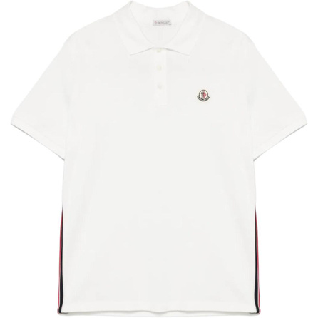 Moncler Logo Button Short Sleeve Polo Shirt Men's White