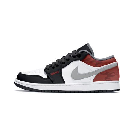 [Custom Sneakers] Jordan Air Jordan 1 Crimson Flame Chasing Wind Skate Shoes Comfortable Versatile Classic Trendy Campus Style Commute Casual Fashion Wear-Resistant Breathable Low-Top Retro Basketball Shoes Unisex
