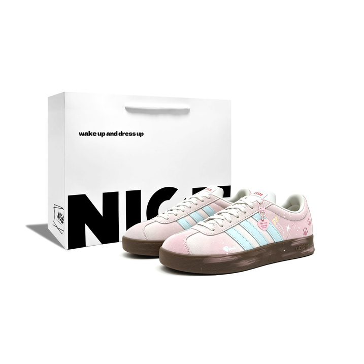 Custom Sneakersadidas VL COURT 2.0 Claw Star Sequence-BOX Zhuo Zhi Ye Atmosphere High Aesthetic Dopamine Fresh Personality Wrap Slip-Resistant Wear-Resistant Low-Top Skate Shoes Unisex Pink/Blue