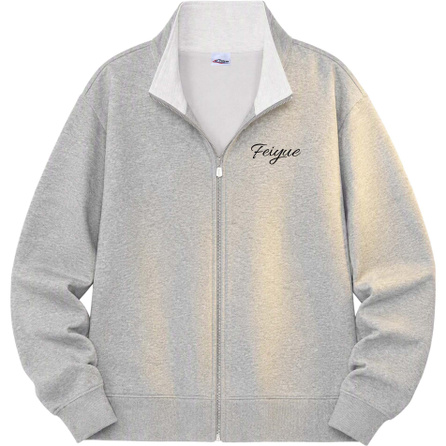 Feiyue American Heavyweight Minimalist Stand Collar Cardigan Sweatshirt 2026 Fall Trendy Youth Loose Versatile Casual Jacket Unisex