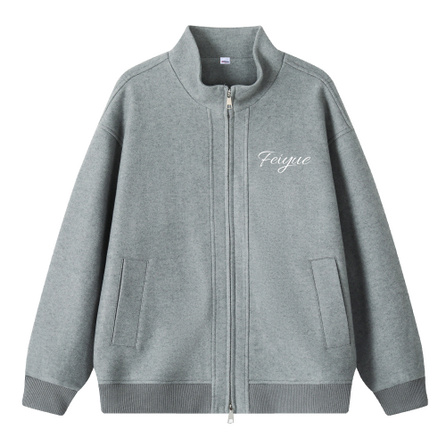 Feiyue Solid Color Minimalist 500g High Grammage Basic Loose Versatile Stand Collar Fashion Commute Cold-Proof Warm Knit Student Inner Layer Japanese Style Jacket Coat Unisex