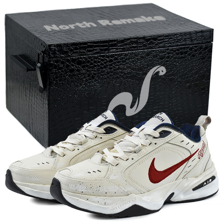 [Custom Sneakers] Nike Air Monarch 4 Crimson Gift Box Retro Distressed Casual Versatile Daily Commute Comfortable Design Sense Anti-Slip Low-Top Dad Shoes Men's
