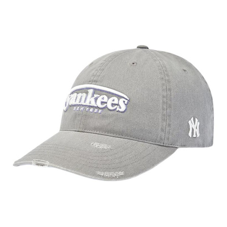 MLB Logo Embroidery Retro Distressed Curve Logo Cotton Baseball Cap Unisex Gray