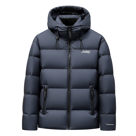 Jeep 700 Fill Power Cloud Puff Outdoor Windproof Warm Ski Mountaineering Jacket Versatile Comfort Lightweight Solid Color Zipper Long Sleeve Hooded Short Down Jacket Unisex