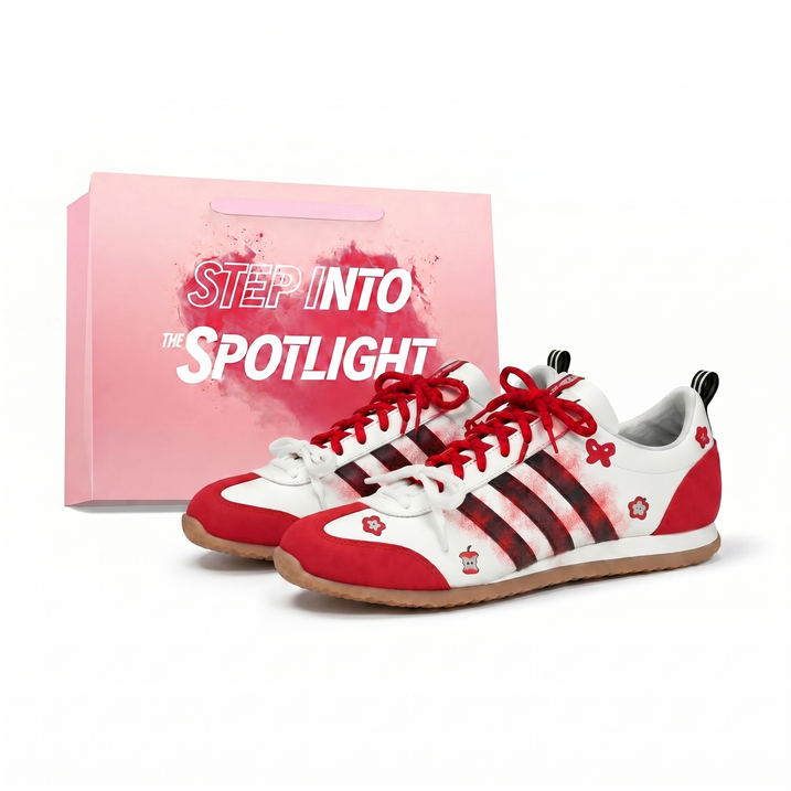 adidas VS JOG 2.0 Custom Little Apple Gift Bag Valentine Cute Campus Fresh Sweet Girl Personality German Trainer Shoes Unisex Cream White