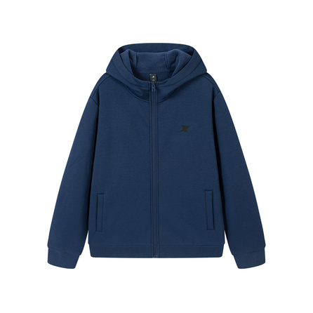 Xtep Fashion Versatile Minimalist Design Hooded Jacket Men's Night Brown Blue