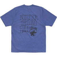 Stussy SS26 LONG HAUL TEE PIGMENT DYED Loose Print Crew Neck Short Sleeve T-Shirt Unisex синий
