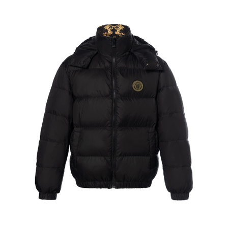 VERSACE FW25 Double-Sided Baroque Print Hooded Long Sleeve Down Jacket Men's