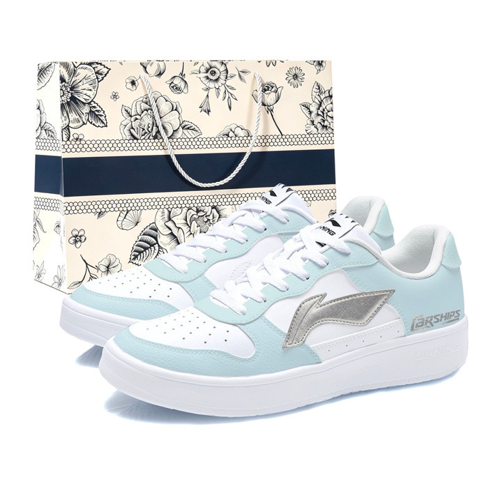 Custom Sneakers LiNing Floating Boat Ice Blue Prologue Gift Bag Edition Hand-Painted Trendy Youthful Stroll Light Leap Shopping Balance Lightweight Low-Top Skate Shoes Men's