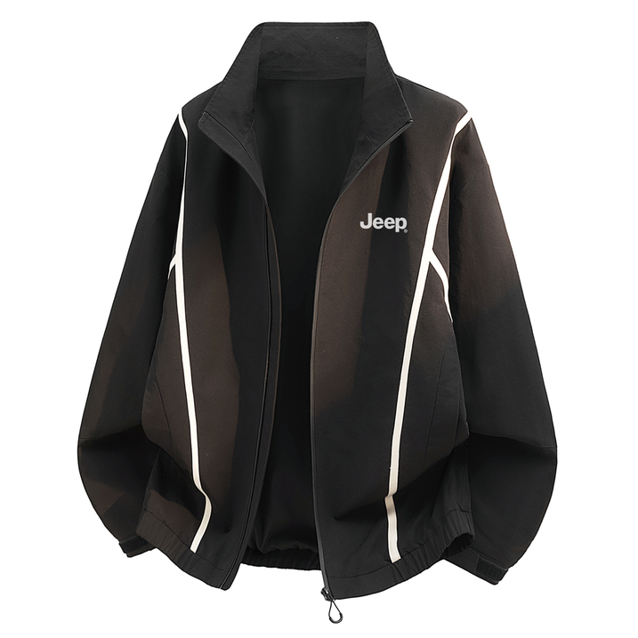 Jeep American Retro High Street Color-Block Patchwork Line Design Logo Print Spring Autumn Minimalist Basic Plus Size Genderless Loose Comfortable Trendy Fashion Daily Commute Outdoor Casual Sports Windproof Warm Versatile Jacket Unisex