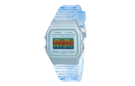 Custom Watch CASIO Modified Series Sunset Beach Dial Blue Resin Case Waterproof Retro Square Watch Quartz Movement Resin Strap Unisex Colorful Dial